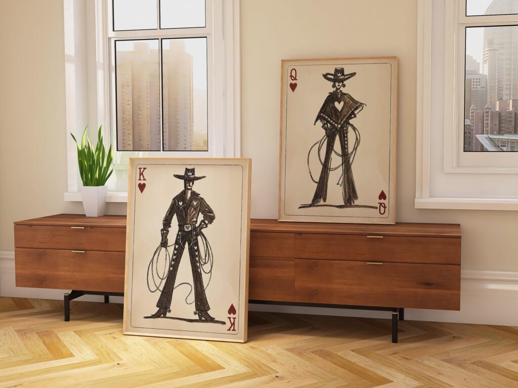 Playing Card Western Art Prints Set of 2