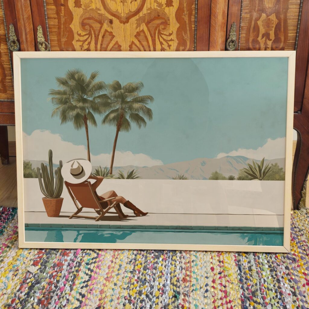 Poolside Cowgirl Art Print