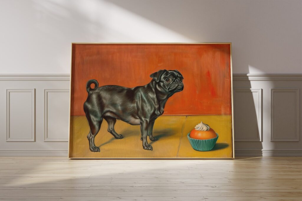 Pug and Cupcake Art Print