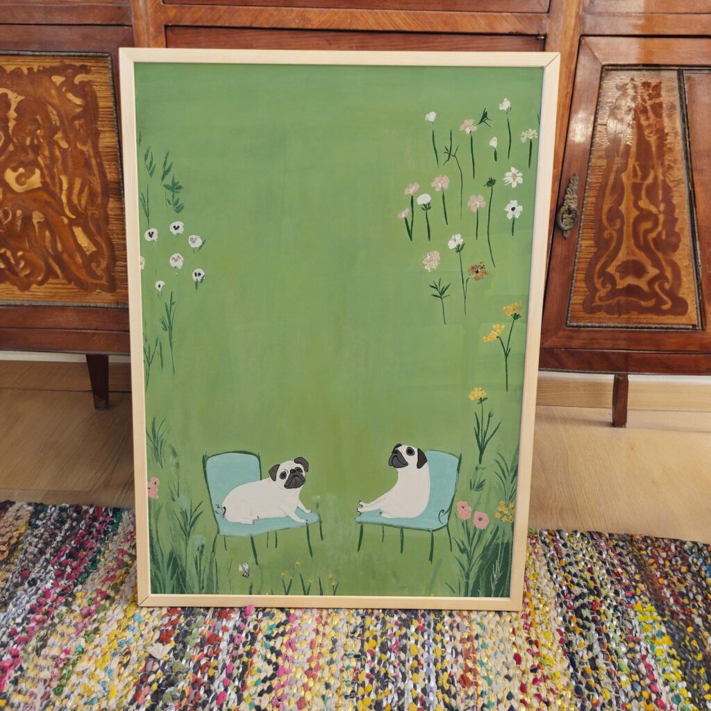 Pug Garden Print