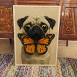 Pug Puppy & Monarch Butterfly Print