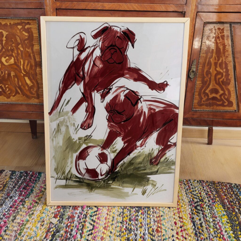 Pug Soccer Illustration Print