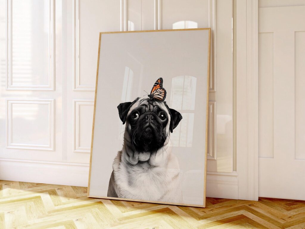 Pug with Monarch Print