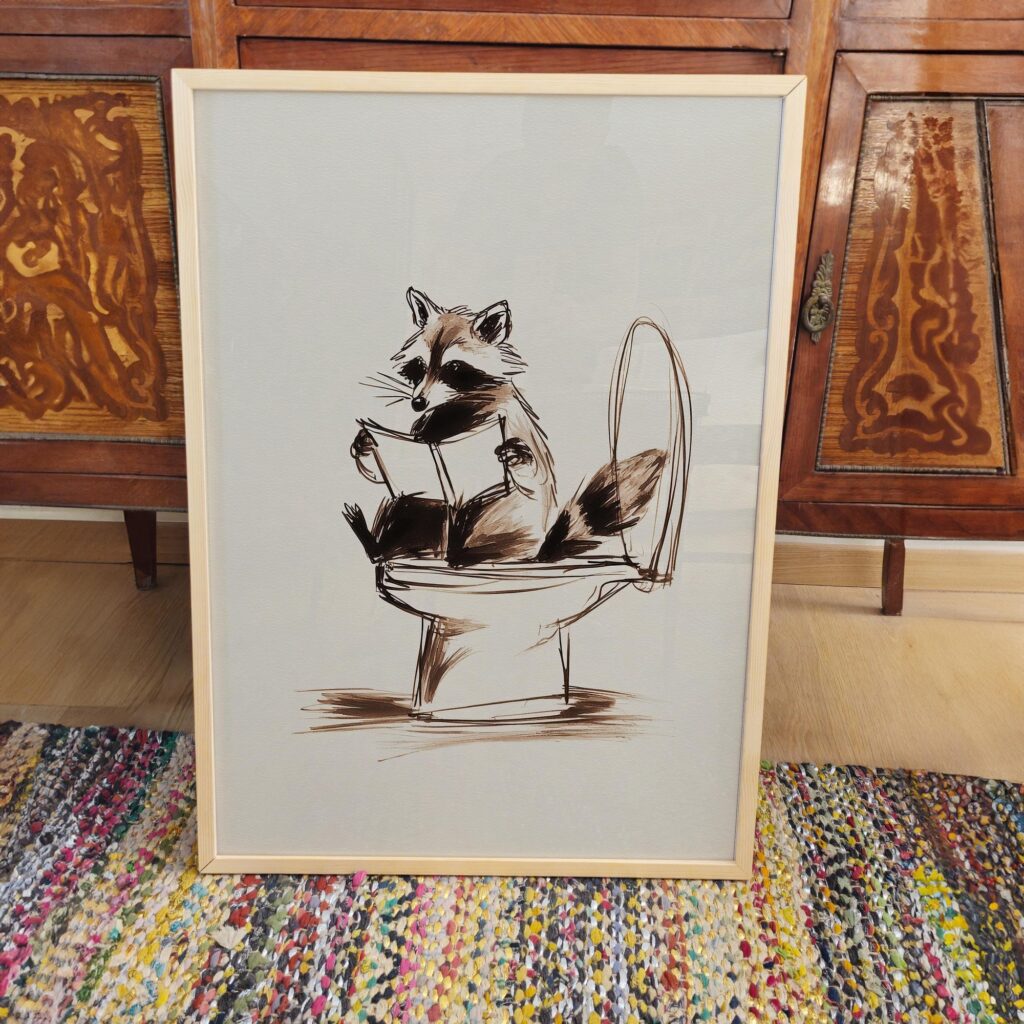 Raccoon Bathroom Art Print