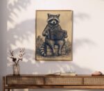 Raccoon Playing an Accordion in the Desert Print