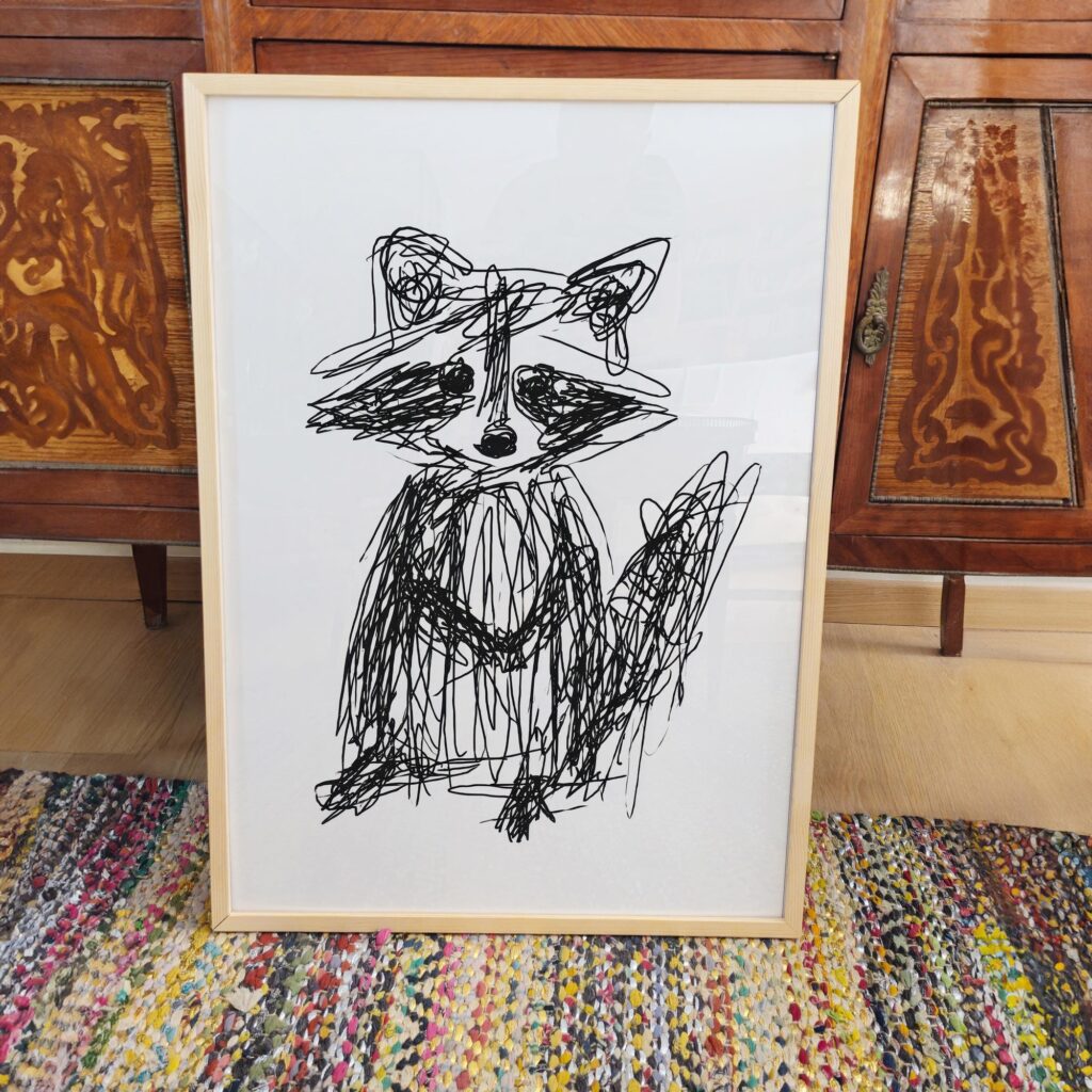 Raccoon Sketch Wall Art