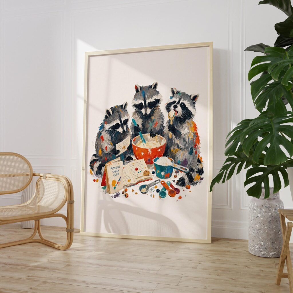 Raccoons Baking Print