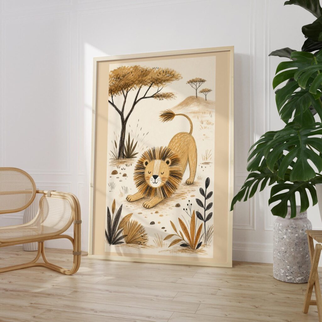 Safari Lion Nursery Print