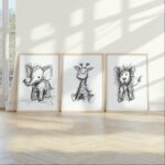 Safari Sketch Set of 3 Wall Art Prints