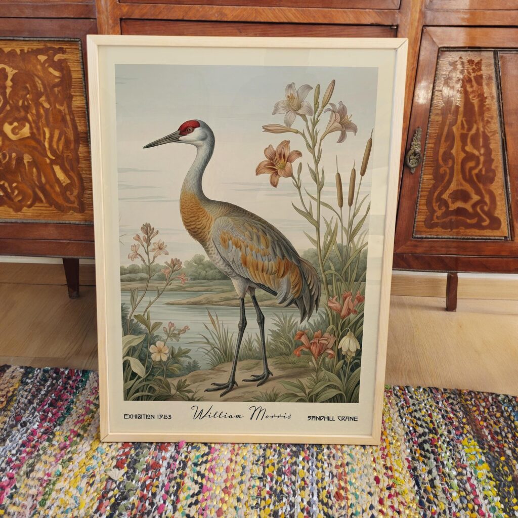 Sandhill Crane William Morris Art Print