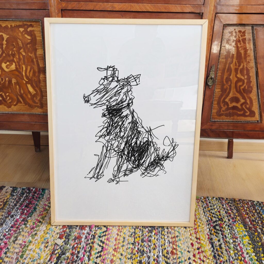 Scribble Dog Minimal Line Print