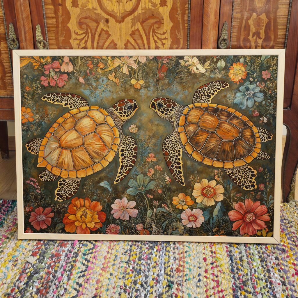 Sea Turtle Botanical Wall Art
