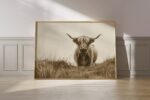 Sepia Highland Cow Print