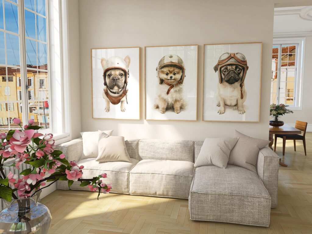 Set Of 3 Dog Aviator Art Prints