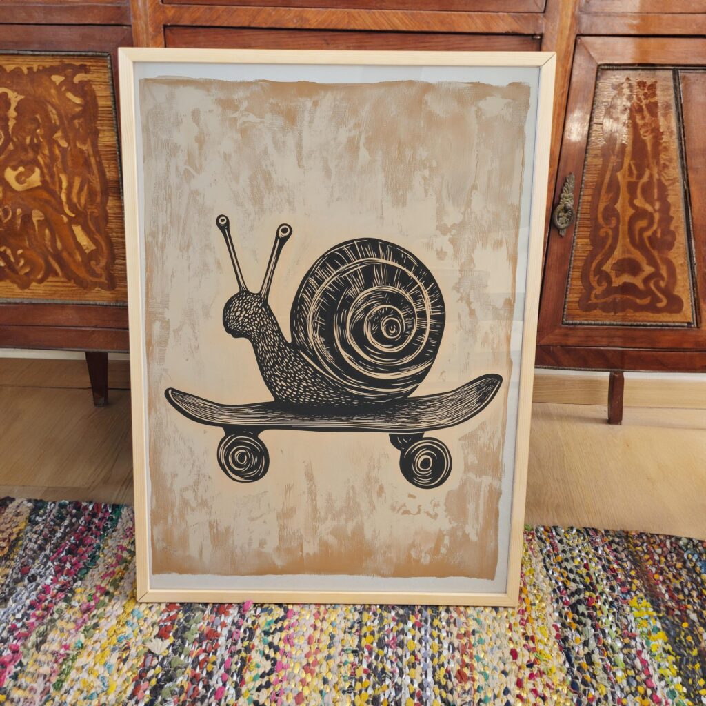 Skateboard Snail Print