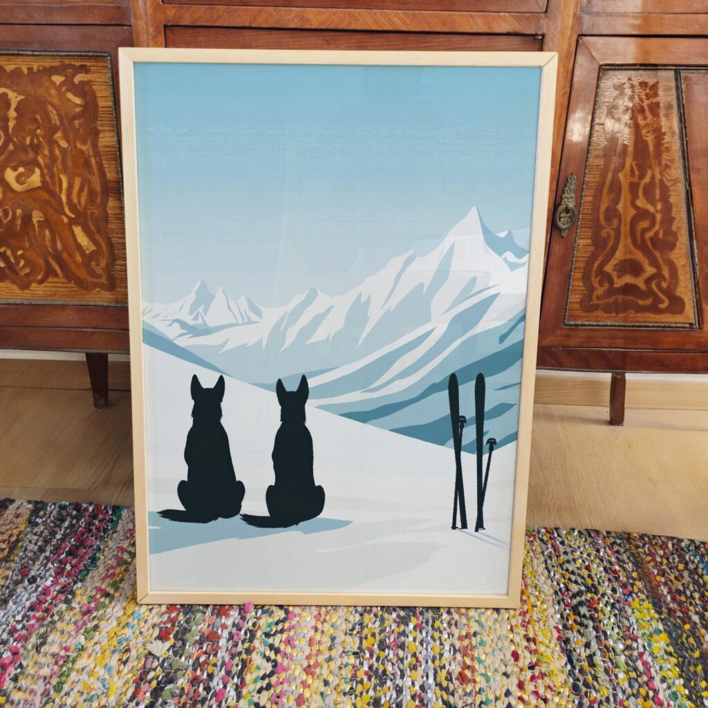 Ski Dogs Winter Art Print