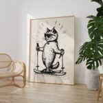 Skiing Cat Art Print