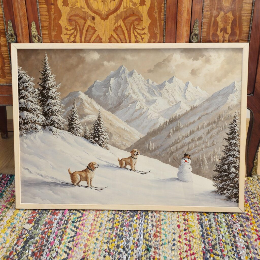 Skiing Dogs Winter Art Print