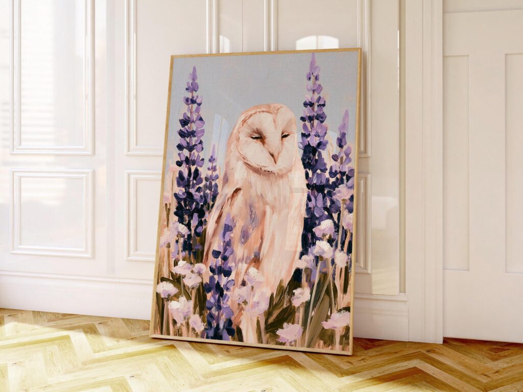 Sleeping Barn Owl Among Wildflowers Print
