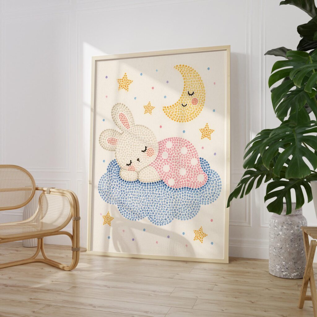Sleeping Bunny Moon Cloud Print