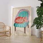 Sleeping Cat on Chair Print