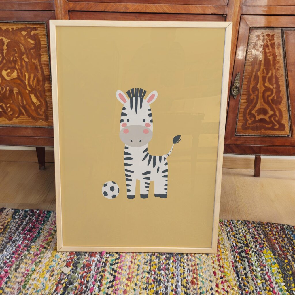 Soccer Zebra Nursery Print