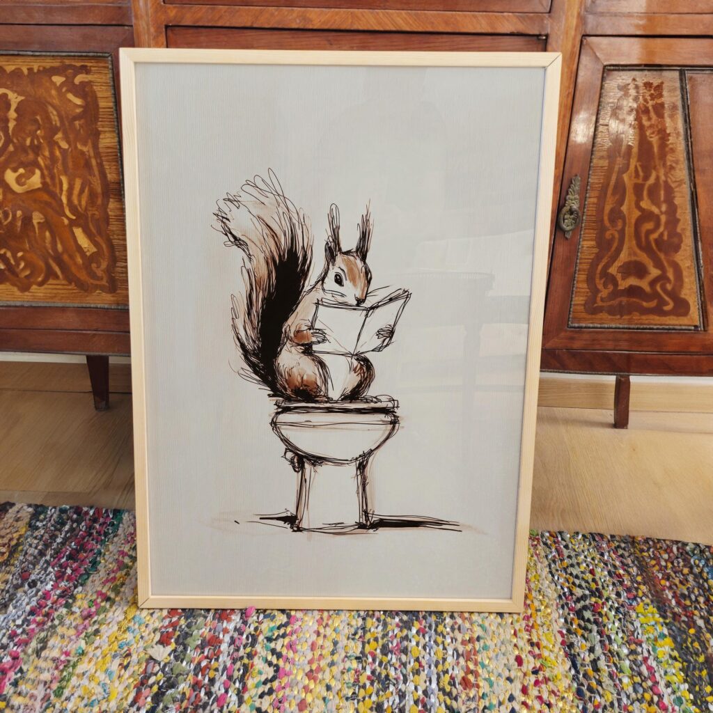 Squirrel Bathroom Art Print
