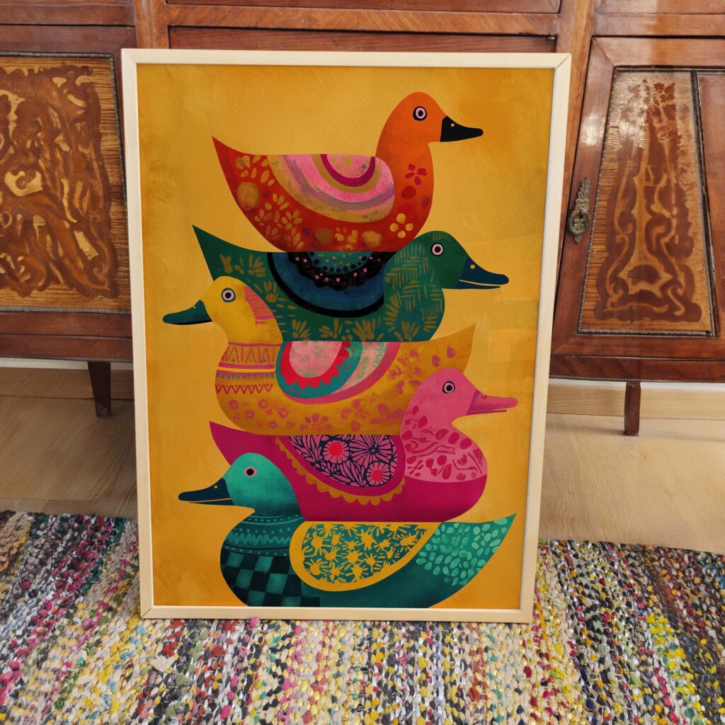 Stacked Ducks Art Print