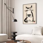 Sumi-e Coffee Cat Print