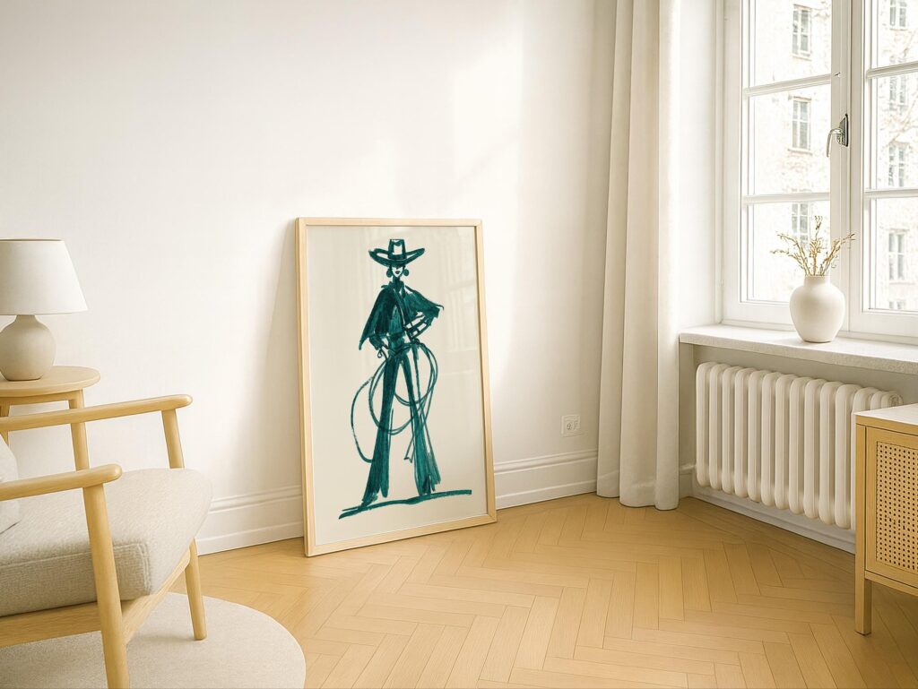 Teal Cowgirl Poster