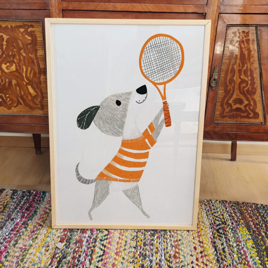 Tennis Dog Nursery Print