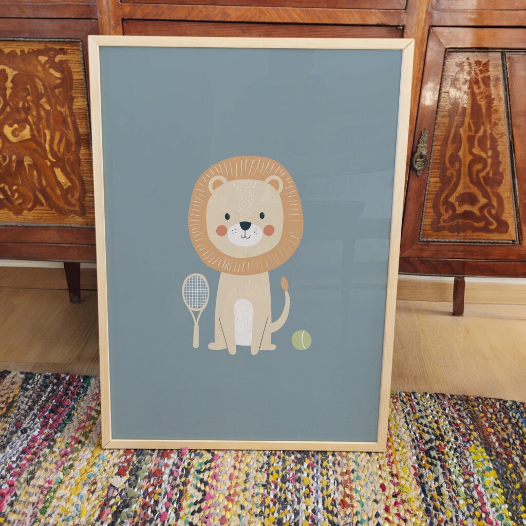Tennis Lion Nursery Print