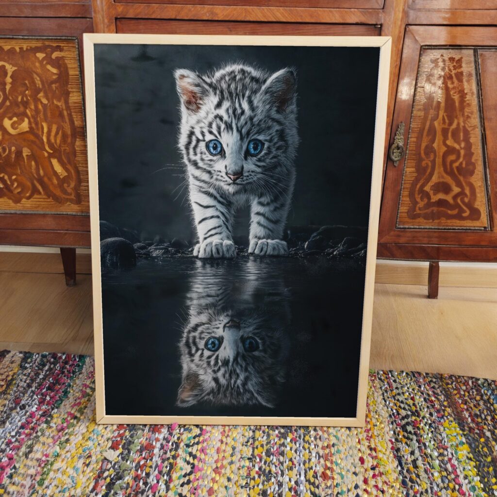 Tiger Reflection Cat Poster