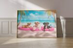 Tropical Beach Dogs Art Print