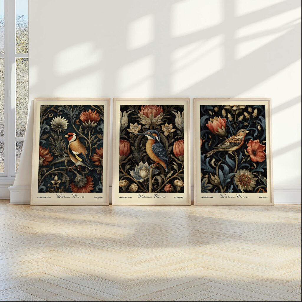 Vintage Bird Botanical Prints Set