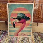 Vintage Cowboy Flamingo Art Print