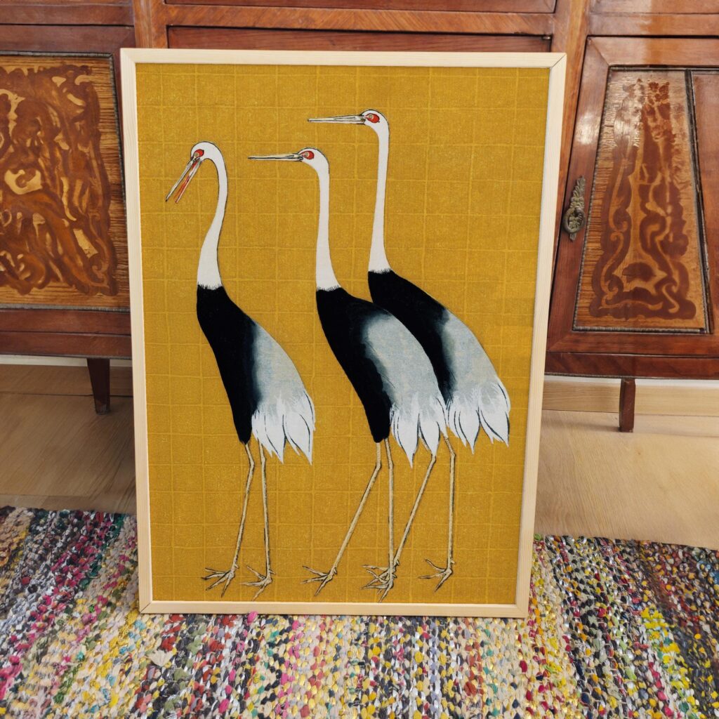 Vintage Crane Birds Wall Art