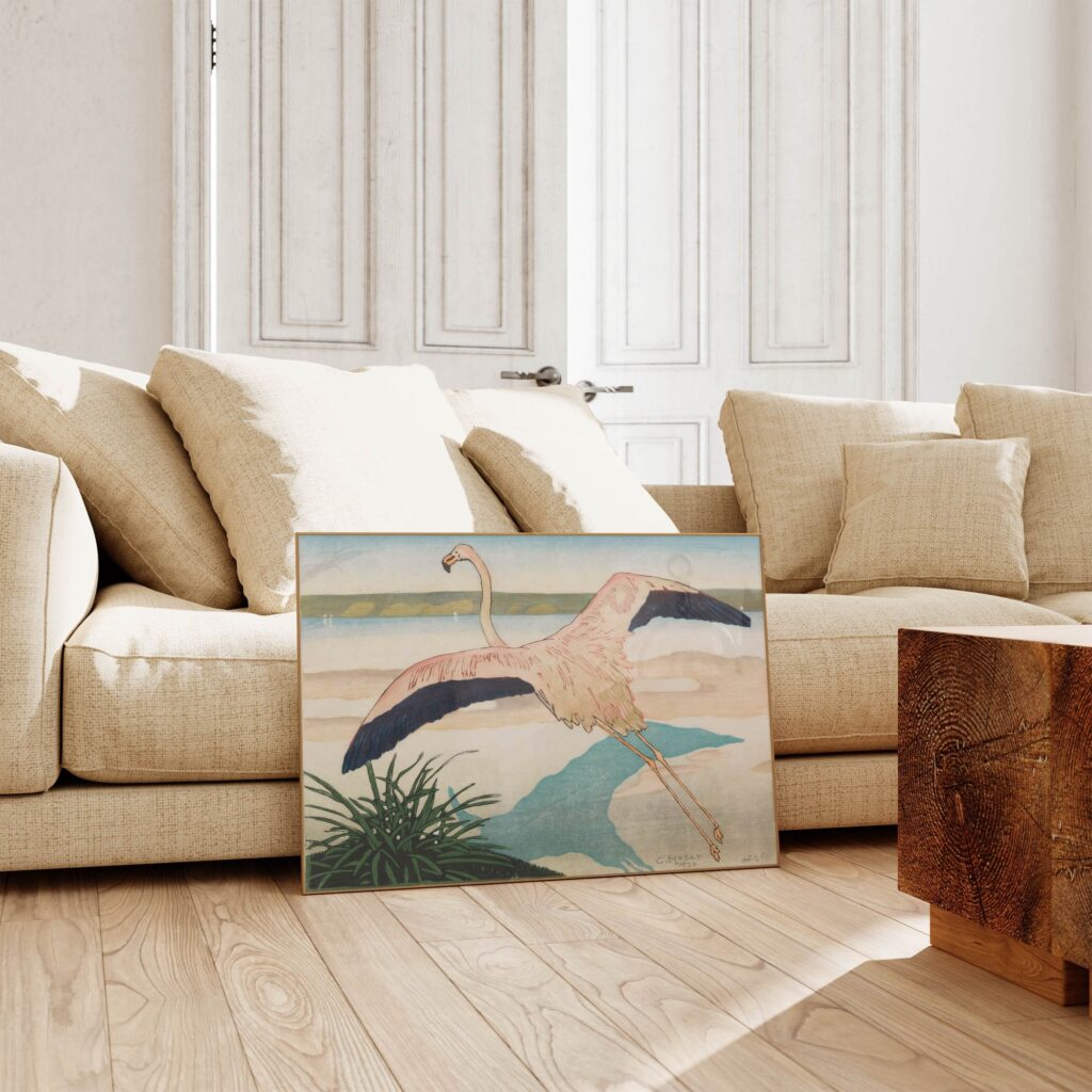 Vintage Flamingo Art Deco Print