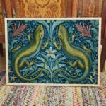 Vintage Green Lizard William Morris Style Poster