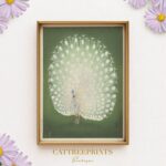 Vintage Japanese White Peacock Print