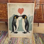 Vintage Penguin Couple Art Print
