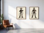 Western Cowboy Cowgirl Set of 2 Southwestern Rodeo Prints