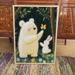 Whimsical Bear and Rabbit Nursery Art Print
