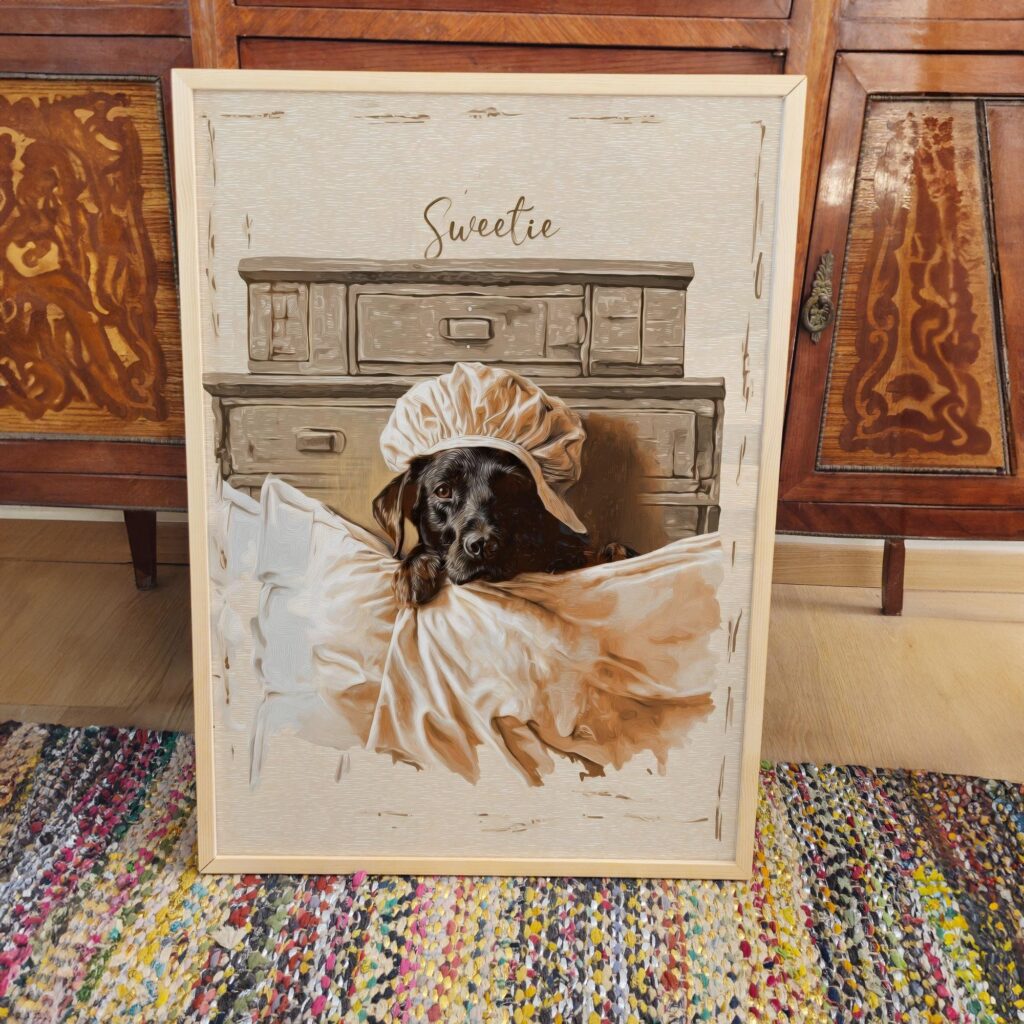 Whimsical Dog Oil Painting Art Print