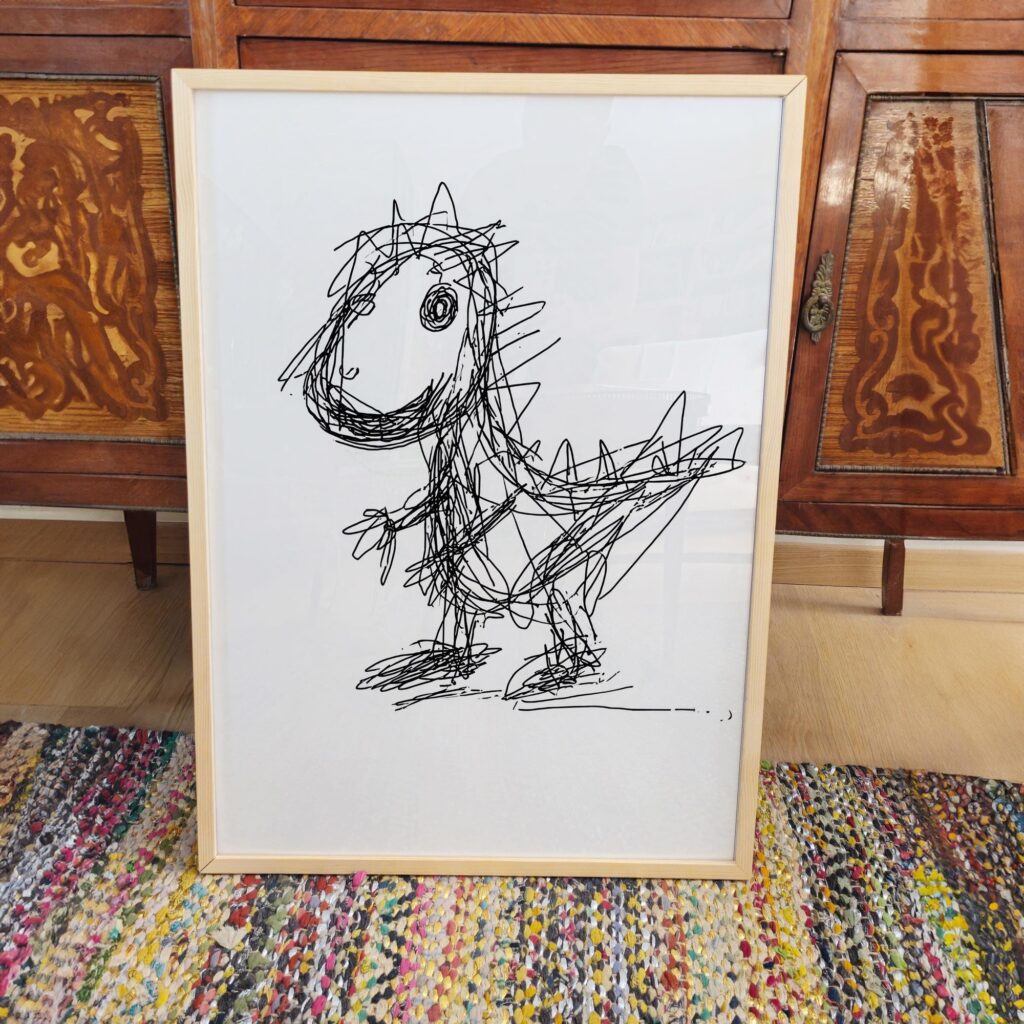 Whimsical Scribble Dinosaur Sketch Art Print