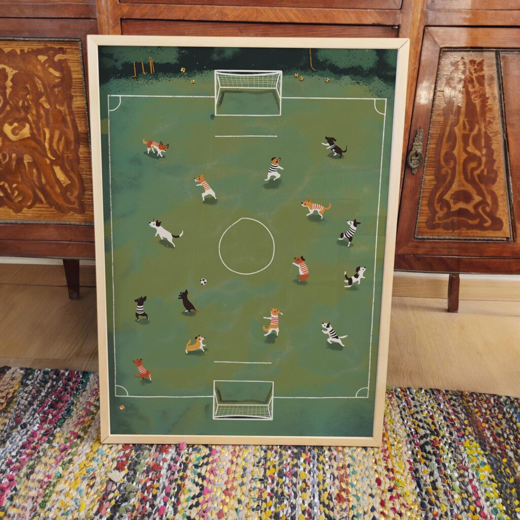 Whimsical Soccer Dog Art Print