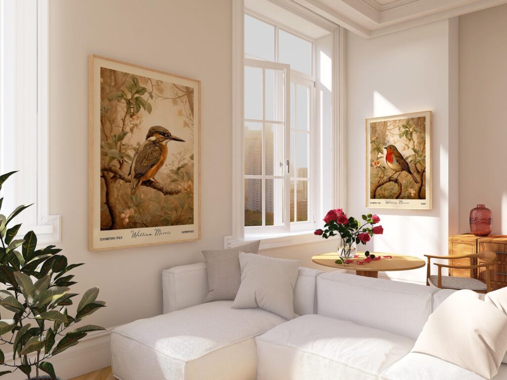 William Morris Bird Print Set Kingfisher Robin