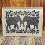 William Morris Black and White Elephant Wall Art