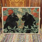 William Morris Black Cats in a Floral Garden Print