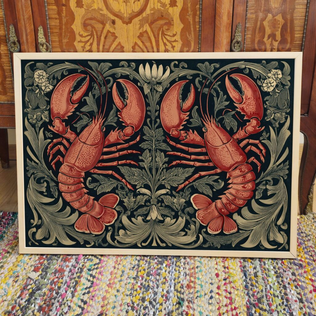 William Morris Botanical Lobster Print